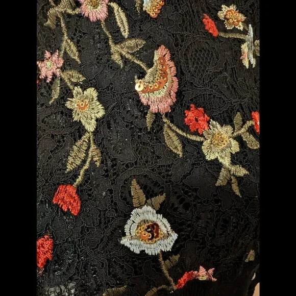 Karl Lagerfeld Lace Embroidered Pearl Button Up Cardigan Sweater Size Large - Picture 7 of 9